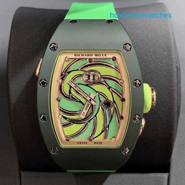 Хорошие наручные часы Унисекс Наручные часы RM Watch RM37-01 Женская серия «Сладкая вата» Розовое золото 18 карат Двухцветная керамическая эмаль с бриллиантом RM3701