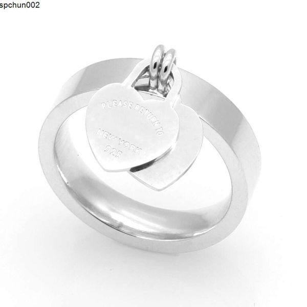 Goldring Doppelherzringe für Frau Designerschmuck Rosésilber Verlobung Luxusschmuck Mann Dame Mädchen Party Geburtstag Hochzeitsgeschenk Größe 6-10 7s7b