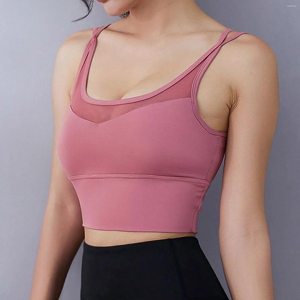 Tanques femininos Mulheres Sports Bras Criss Back Acolchoado Workout Tank Tops Médio Suporte Colheita Algodão para