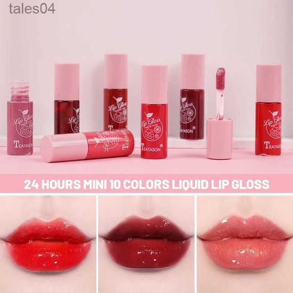 Batom Mini 10 Cores Líquido Lip Gloss À Prova D 'Água Antiaderente 24 Horas Longa Duração Veludo Matte Batom Lip Gloss Cosméticos Maquiagem Cuidados 240313