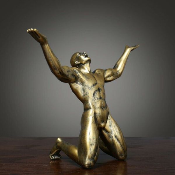 12 5 polegadas Art Deco Escultura de Bronze Criativo figura abstrata estátua decorativa333N