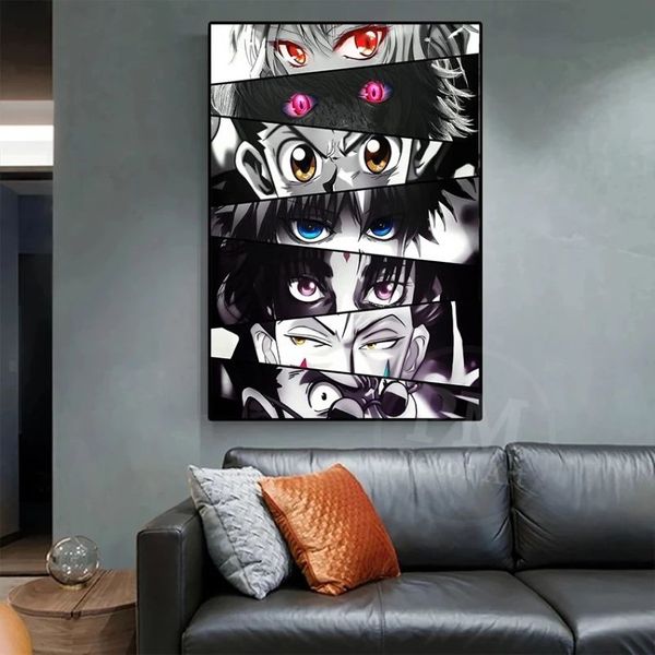 Anime olho arte pintura em tela imagem de parede japonês mangá cartazes para artes impressão mural quarto das crianças decorativo liv233d