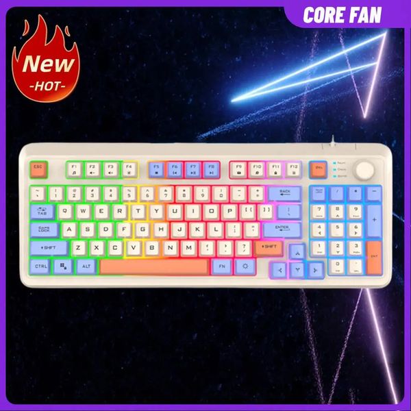 K82 Gaming-Tastatur, RGB-Licht, mechanisch, USB-Anschluss, Gamer-Tastatur, 94 Tasten, Swap für PC, Tablet, Desktop 240309