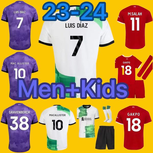 XXL 23 24 camisas de futebol 2024 2025 Salah Sobo Nunes McAllister casa manga curta camisa de futebol camisa superior uniforme infantil masculino