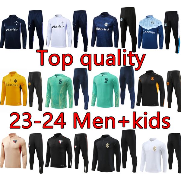 24 25 Cruzeiro-Trainingsanzug, halber Pullover, lange Ärmel, brasilianischer internationaler Trainingsanzug, Fußballtrikot, FlamengoS-Fußball-Trainingsanzüge, Sao Paulo-Kinderausrüstung, Sao PaulS-Sportbekleidung