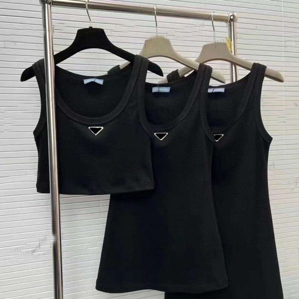 Alta Qualidade Meninas Tanque Colete Coleção Womens Colete Saia Vestido Longo Médio Curto Designers Carta Triângulo Blusa Sem Mangas Atacado