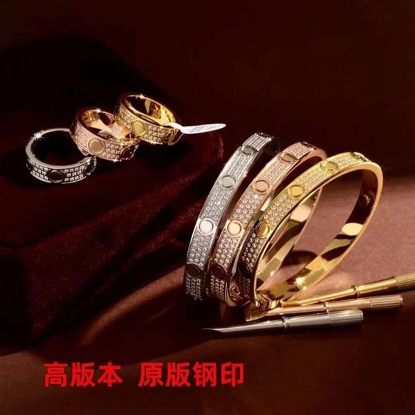 pulseira de parafuso Brange Cartlies Bracelet Unh Nail 18k Rose Gold Love Full Diamond Full Sky Star Star Bracelet Ring Non Fading