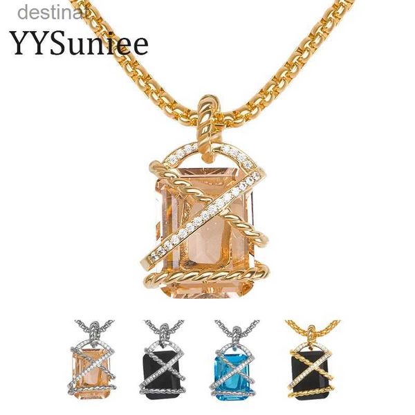 Anhänger Halsketten Yysuniee Luxusmarke Designer Schmuck 18k Gold plated Cubic Zirkonia Anhänger Halskette 15*20mm Statement Halskette für WomenL242313