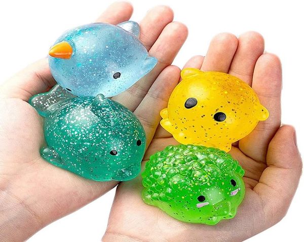 Große schwammige Glitzer Mochi Squishy sensorische Spielzeuge Kawaii Tier Stress Ball Pulver Spaß weiche Antistress Squeeze Kinder Spielzeug 07068702633