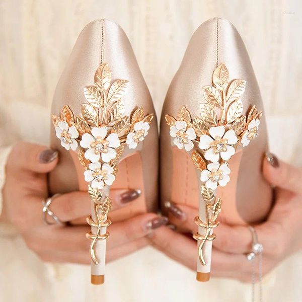 Sapatos de vestido elegante mulheres glitter 9.5cm salto alto bombas designer bling metal escultura stiletto casamento nupcial baile grande tamanho