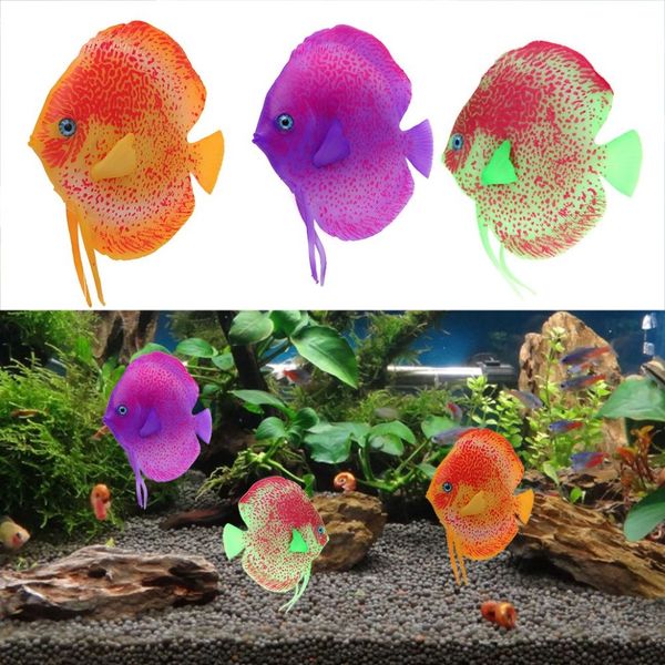 Simulazione di acquario incandescente Pesci tropicali galleggianti mobili acquario finto giocattoli Simulazione Paesaggio Acquario Decorazione322E