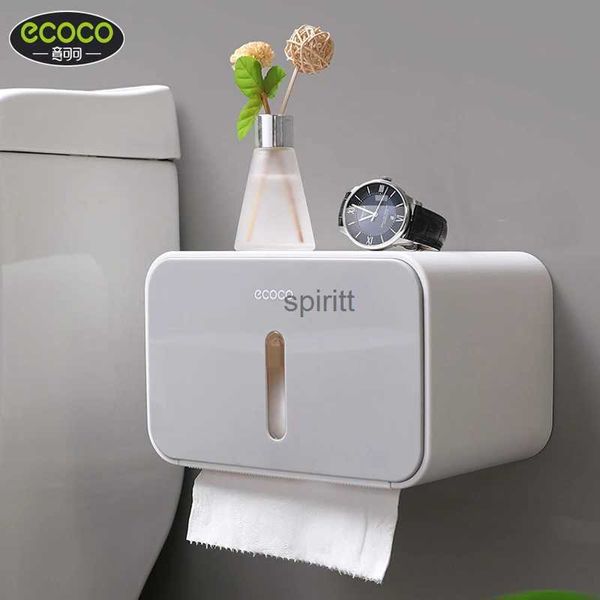 Toilettenpapierhalter Ecoco Toilettenpapier Rollenhalter Wandmontierte Badezimmer Tissue Box Punch kostenlos wasserdichte Lagerzubehör Home 240313