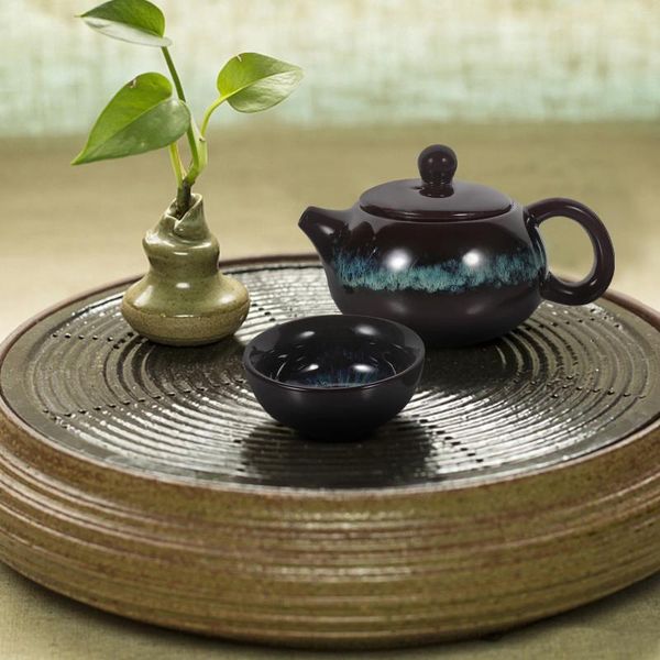 Conjuntos de louça Conjunto de chaleira de chá portátil copos de cerâmica servindo kit pacote de presente teacup casa teaware