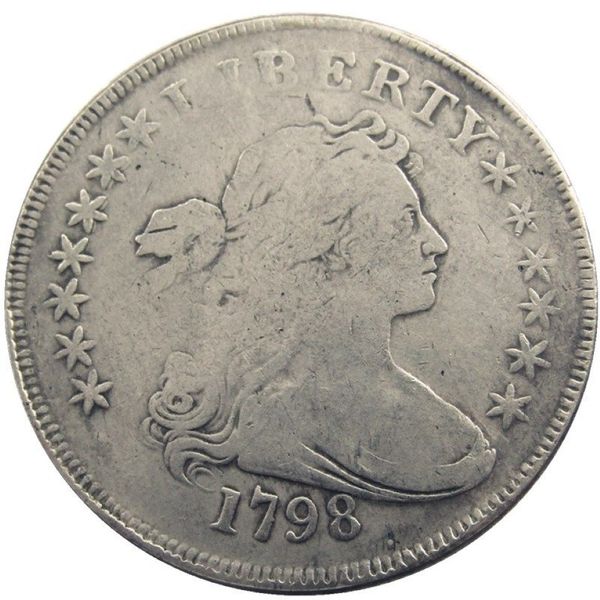 Monete degli Stati Uniti 1798 Busto drappeggiato Ottone placcato argento Dollaro Lettera Bordo Copia Coin332h