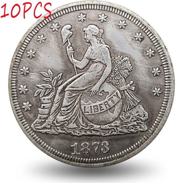 Set di monete da 10 pezzi USA 1873 Copia set di monete Seduto Liberty Trade Arte antica da collezione251M