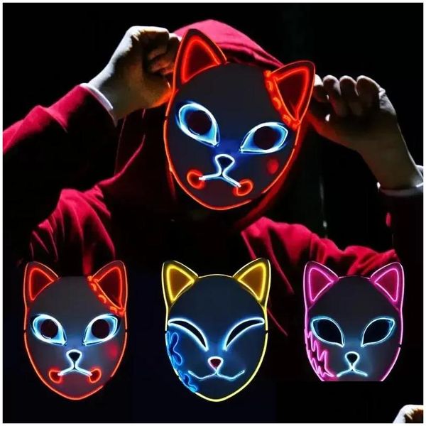 Parti Maskeleri Demon Slayer Tanjirou Mask Sabito Mascarilla Makomo Cosplay Masques Cadılar Bayramı Kostüm Maskaras Led Gemi Damla Teslimat Ev OTG8Q