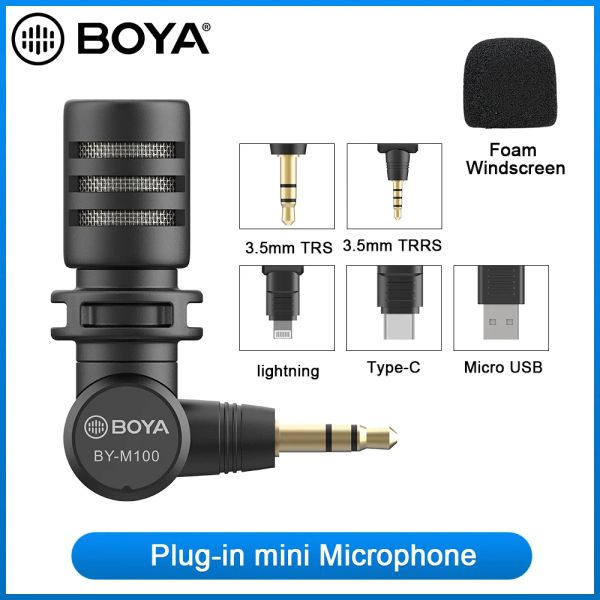 Mikrofone BOYA BYM100 3,5-mm-TRS-Plugin-Miniaturmikrofon für Canon Nikon Sony Panasonic Digital DSLR-Kamera Camcorder Audiorecorder