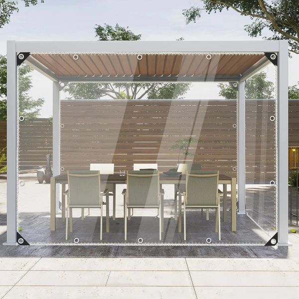 Redes 0.39mm transparente pvc encerado à prova de chuva pano jardim pérgola encerado cortina varanda janelas clara lona capa de chuva greenhou