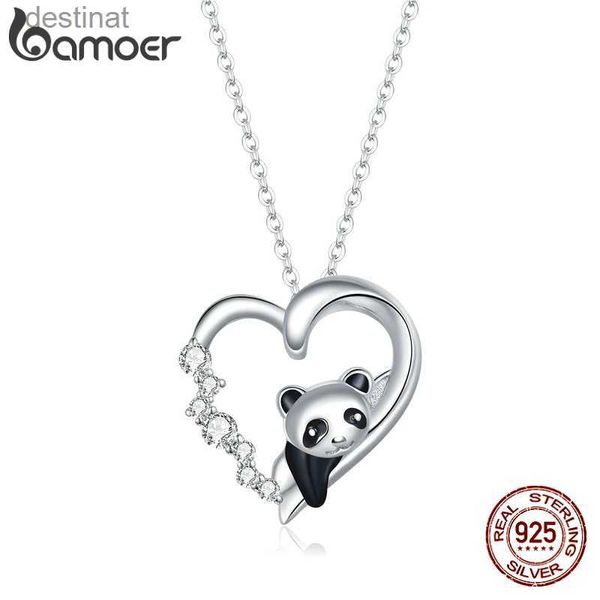 Andere Bamoer 925 Sterling Silber Baby Panda Kristall Halskette Emaille Niedlicher Tier Charm Kettenglied für Frauen Geschenk 17,71 SCN453L242313