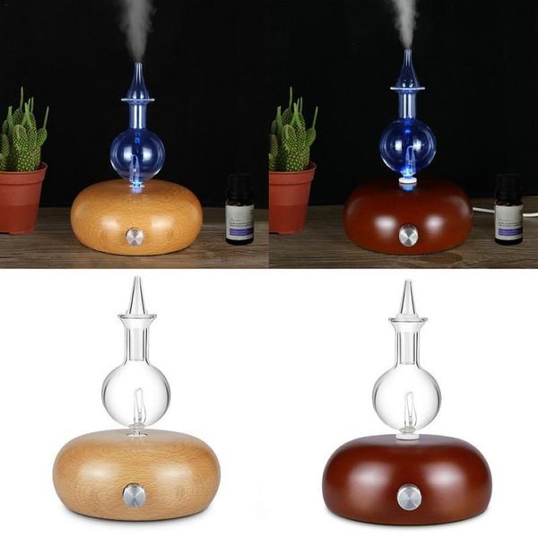 Criativo plug-in aromaterapia escurecimento vidro de madeira puro aroma nebulizador de óleo essencial umidificador aromaterapia difusor casa decorati205e