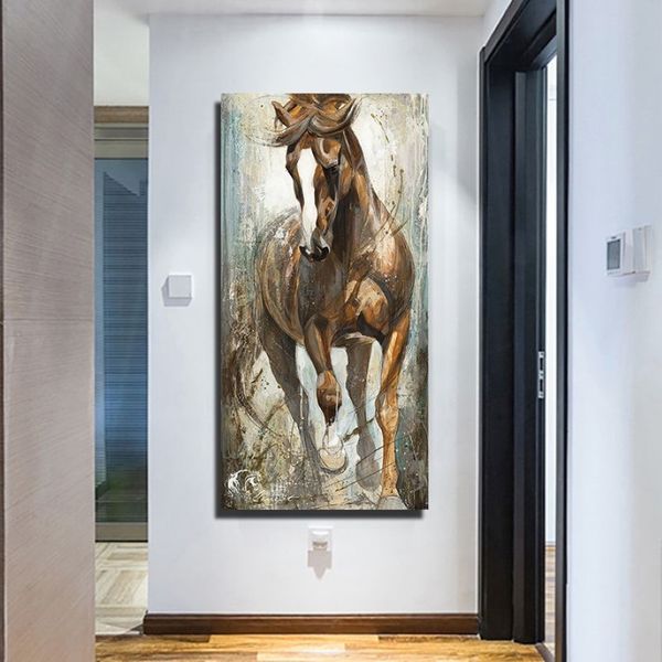 Pintura a óleo nórdica de cavalo de corrida, arte em tela, impressões, arte de parede, poster de imagens para europa, quarto clássico, decoração 245o