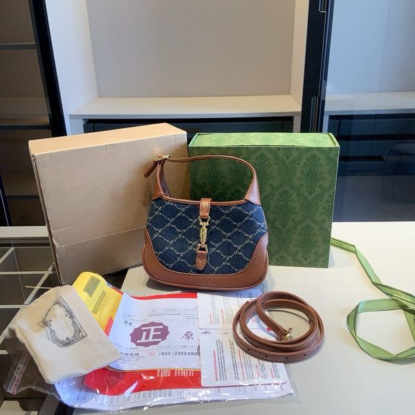 Designer Jackie 1961 Collezione Classic Denim Mini Borsa a tracolla Borsa da uomo in pelle denim Borsa sotto ascella Borsa di lusso Borsa a tracolla sotto ascella da donna Borsa a mezzaluna