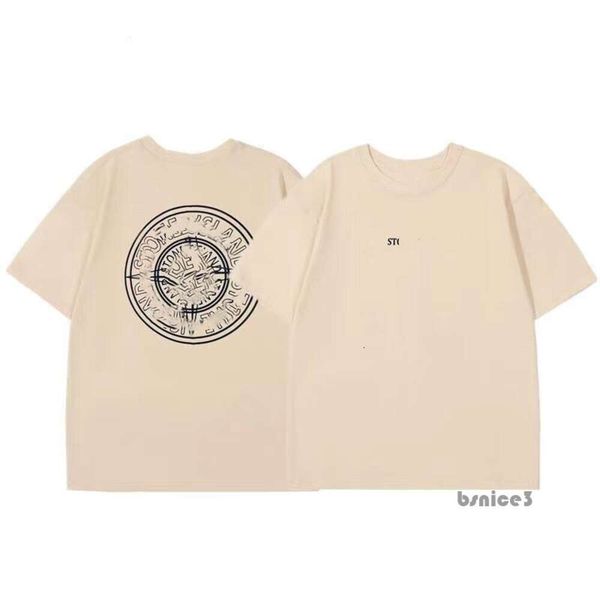 Stones Island Дизайнерская летняя мужская одежда высшего качества Cp Company Дышащая свободная футболка с буквенным принтом для любителей уличной моды Университетская хлопковая футболка Stones T Shirt 5001
