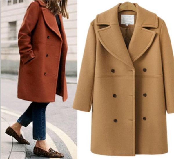 Зимнее шерстяное пальто и куртка, женская корейская длинная куртка, теплое элегантное черное шерстяное пальто, винтажная накидка, женский плащ, ветровка8575542