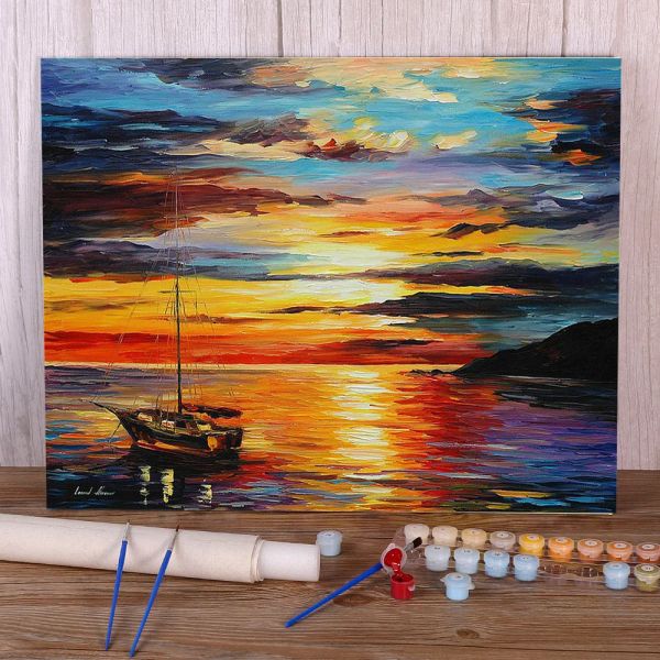 Número estilo de pintura a óleo na âncora pintura por números kit tintas acrílicas 40*50 placas por números pinturas decorativas para crianças arte