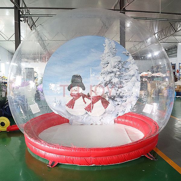 attività all'aperto 4m di diametro + 1,5m tunnel grande Tenda a cupola gonfiabile trasparente con bolla di neve con tunnel Palloncino natalizio per scattare foto