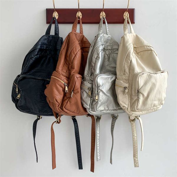 HBP Não Marca Atacado Simples Múltiplos Bolsos Mochilas Femininas Bolsa para Laptop Viagem Esportes À Prova D 'Água Zíper Couro PU para Menina