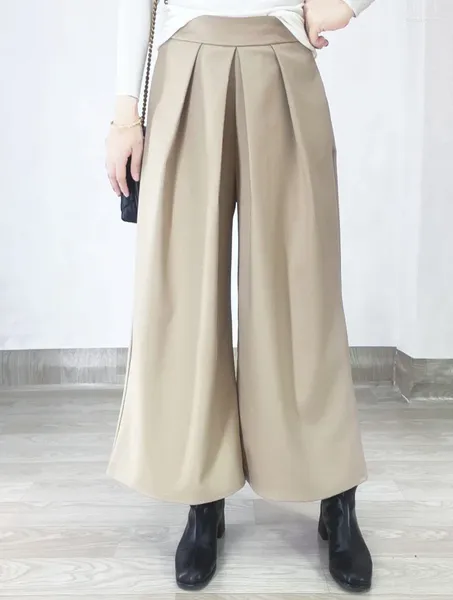 Kadın Pantolon Japon ve Koreli Gevşek Pantolon Etekleri 2024 Bahar Sonbahar Moda Yüksek Bel Kapak Et Geniş Bacak