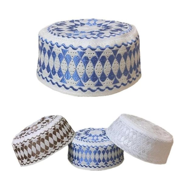 5 pezzi Cappelli da preghiera musulmani India Kufi Turbante Uomo Berretto islamico Arabo Saudita Topi Islam Namaz Preghiera Hijab Caps Veludo Satin Bonnet5761042