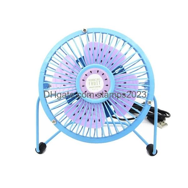 Altri accessori da scrivania Mini ventilatore anguria all'ingrosso Alluminio Piccolo USB 4 pale Dispositivo di raffreddamento Raffreddamento 4 pollici Drop Delivery Ufficio Scuola Busi Dh1Fl