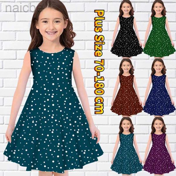 Mädchen Kleider Neue Druck Midi Rock Neue Sommer Kleine Ärmellose Mode Lässig Prinzessin Kleid Rundhals Kleid ldd240313