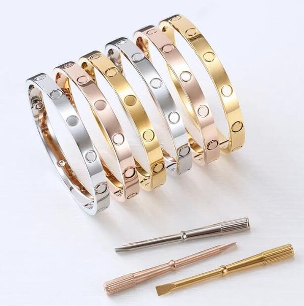 Pulseira Designer parafusos Moda Jóia de luxo Fashion Bracelet 18K Gold titanium Steel Diamond Feminino Bracelete de unhas Jóias de designer de prata com caixa