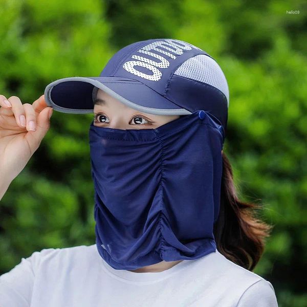 Ball Caps Baseball Cap Frauen Männer Sommer Hut Mit Gesichtsbedeckung Schnell Trocknend Atmungsaktiv Falten Sonnenhüte Outdoor Radfahren Wandern