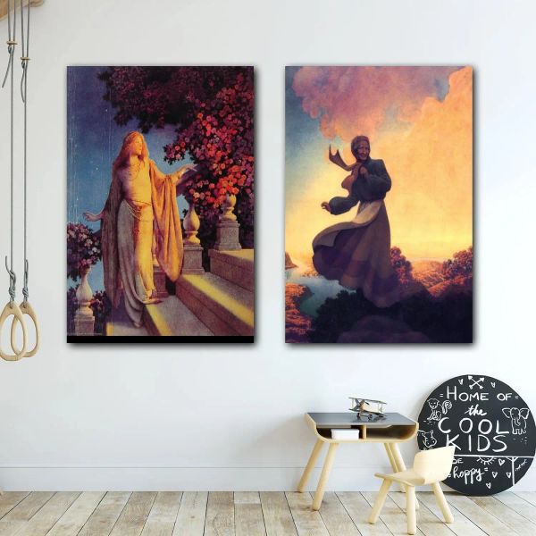 Calligrafia maxfield parrish pittore Decorativa Tela 24x36 Poster Room Bar Cafe Decor Regalo Stampa Art Dipinti murali