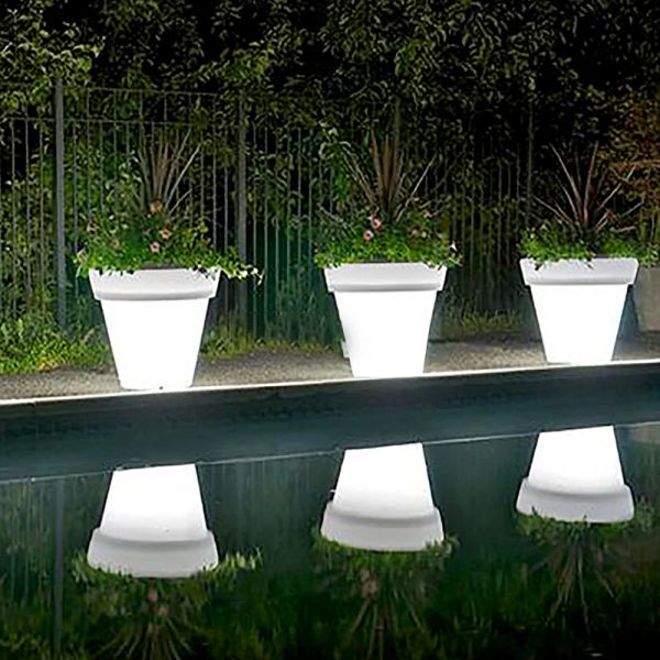 Plantadores nova energia solar led vaso de flores ao ar livre jardim paisagem lâmpada iluminação vaso de flores duarble iluminado plantador vaso quintal decoração