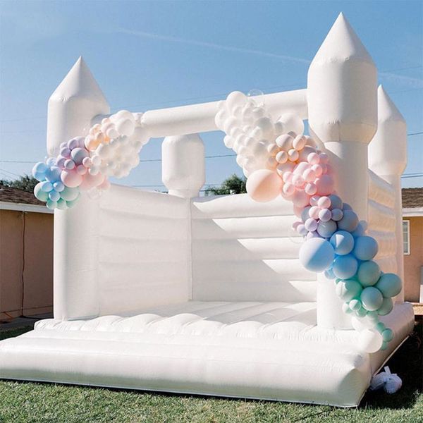 Atacado pvc bouncy castelo inflável casamento jumper branco bounce casa nupcial salto de casamento com ventilador