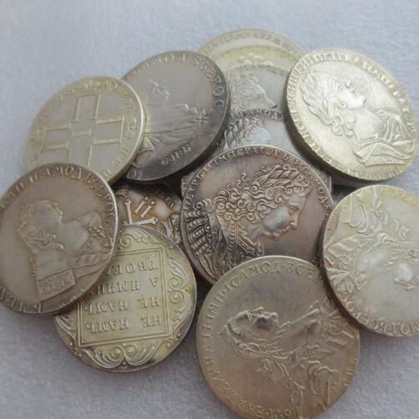 20 peças lote russo 1718-1799 moedas diferentes 1 rublo fabricação banhado a prata acessórios para casa moedas de prata267g