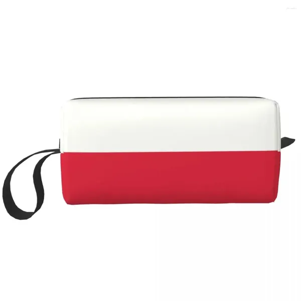 Sacos cosméticos Bandeira da Polônia Bolsa de maquiagem Mulheres Organizador de viagem Moda Armazenamento Higiene Pessoal Dopp Kit Caixa Caixa