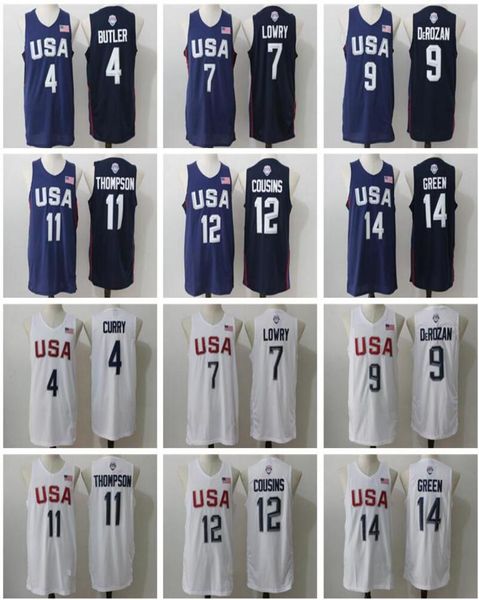 Mann 2016 USA Basketball-Trikots Dream Team 4 Stephen Curry Kyle Lowry DeMar DeRozan Thompson DeMarcus Cousins Harrison Barnes Dray3926845