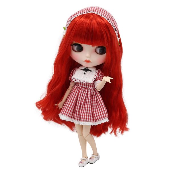 ICY DBS Blyth-Puppe, 16 Bjd, mit weißer Haut, langen roten Haaren und mattem Gesicht, Gelenkkörper BL0115 240229
