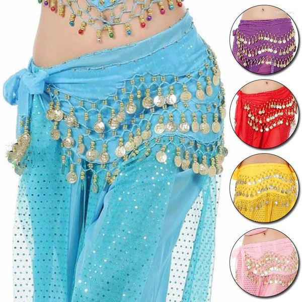 Bühnenkleidung Thailand/Indien/Arabische Tänzerin Rock Frauen Sexy Bauchtanz Hüfttuch Wickelgürtel 98 Münze Chiffon Pailletten Quasten