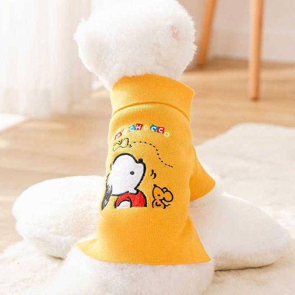 Cão vestuário roupas para animais de estimação dos desenhos animados hoodies roupas para cão pequeno traje pochacco impressão cães bonito outono inverno camisola amarelo colla295n