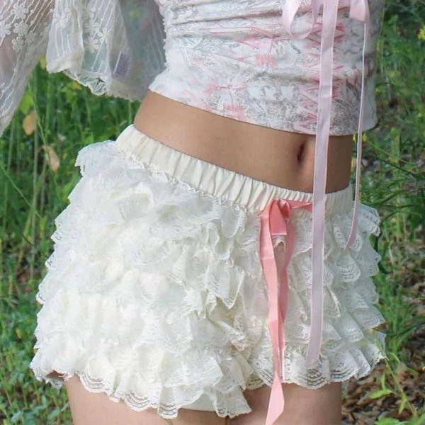 Shorts femininos mulheres plissado renda calcinha roupa interior em camadas calças de abóbora shorts bonito lolita bloomers babados pettipants saindo l24313