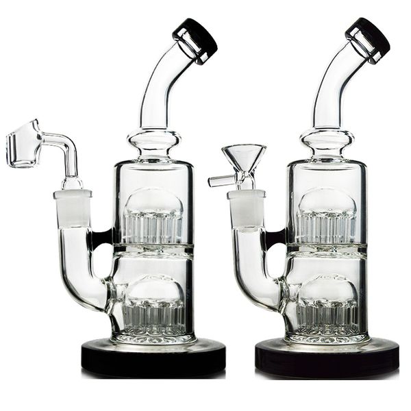 Mini Bong 12 Braços Árvore Percolador Dupla Árvore Percolador Tubo de Água Pequeno Dab Rigs 14MM Feminino Joint YQ01