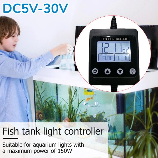 Beleuchtung Aquarium LED Licht Controller LCD Display Aquarium Timing Dimmsystem mit Sonnenaufgang Sonnenuntergang Dimmer Modulator