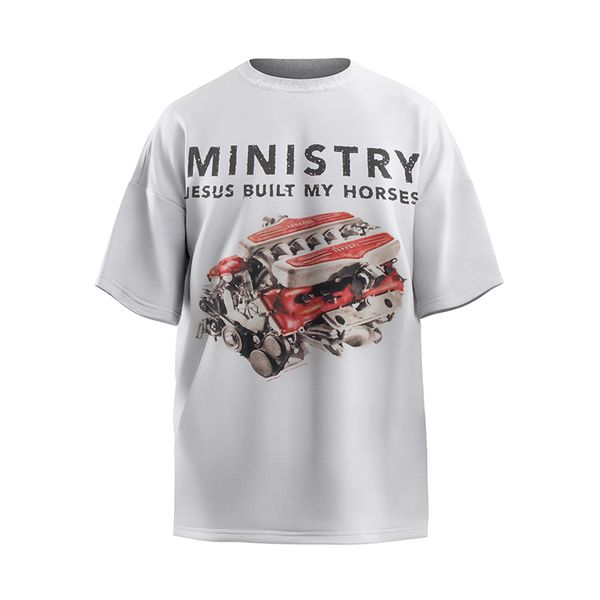 24ss Europa Jesus Ministério Plus Size Tee Homens Camiseta Primavera Verão Mulheres Rua Skate Casual Algodão Camiseta 0313